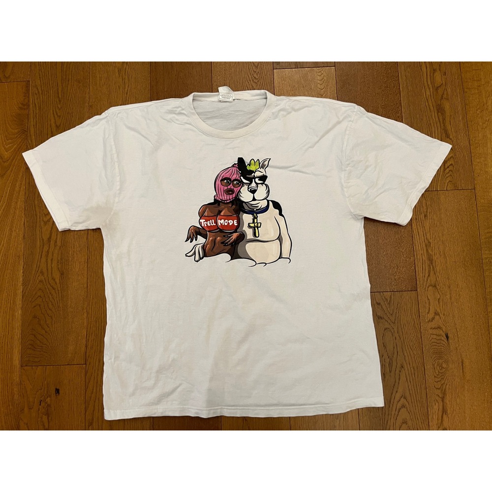 Trell Mode Ski Mask Graphic T-Shirt White Pro Club Heavyweight 4XL
